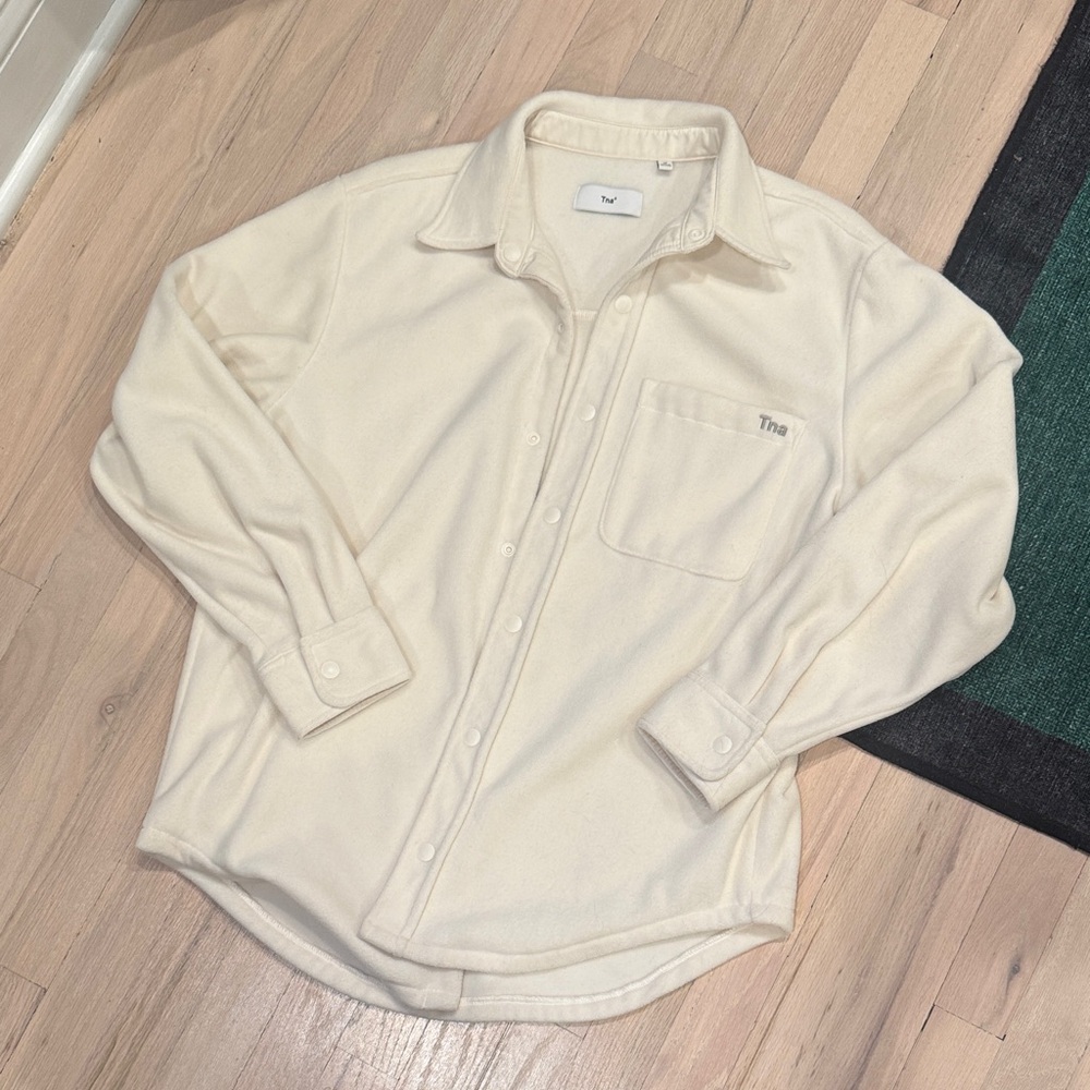 Cream Button-Up Flannel Shirt by TNA